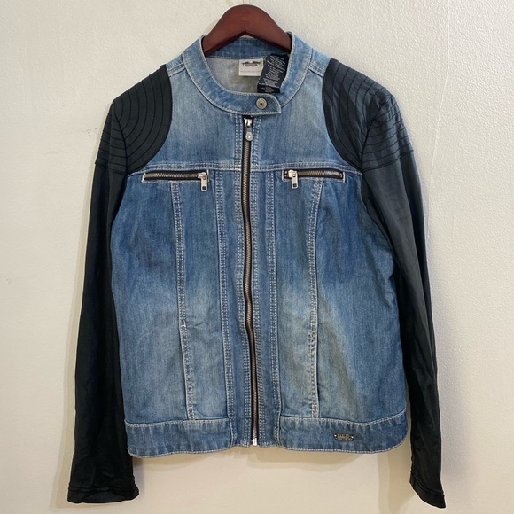 Harley-Davidson Jackets & Blazers - HARLEY DAVIDSON Womens Denim Jean Jacket Large Lightweight Biker Ladies